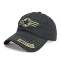 Berretto nero stile militare con ricamo U.S. ARMY e toppa con stella a cinque punte - Regolabile / Ali Stella Tonda - Nero