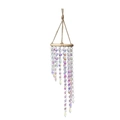 Rainbow crystal suncatcher wind chime with wooden ring and colorful prism beads - Rotating Style-Iridescent
