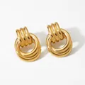 Pendientes de aro dorados multicapa con acabado pulido y diseño de torsión - Dorado (KDE3439)