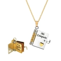 Book pendant titanium necklace in gold and silver showing open and closed views - 09-1-1 Spanish My Champion Son Gold Chain