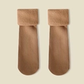 Thick warm winter snow socks in coffee brown featuring plush fleece cuffs and ribbed texture - One Size / Light Coffee