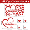 Valentine's Day red heart and lip wall stickers set with 32x19cm size dimensions - Heart Lips Art Lettering Style (CT20438T_T)