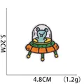 Detail shot showing 5.2x4.8cm dimensions of a cartoon UFO embroidered patch for DIY crafts - No. 10-Alien UFO