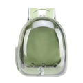 Breathable light green pet carrier backpack with clear capsule window and air holes - Side-open Bean Green Panoramic