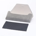 Macro view of grey foldable glasses case with microfiber cleaning cloth and soft lining - Grey Foldable Case