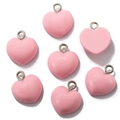 Ciondoli a cuore rosa in resina con anello in metallo per creazione gioielli - Cuore con occhiello / Rosa