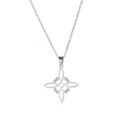 Silver Witch's Knot pendant necklace with minimalist Celtic design on white background - Silver Steel Witch Knot S-Shape 2