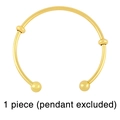Adjustable gold plated metal bangle featuring sliding beads and spherical ends, 1 piece - Gold Bangle (Without Letters)