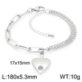 Bracciale argento con catena a maglia e a graffetta con pendente a cuore cavo in oro 18k - Bracciale Color Acciaio (KB202928-Z)