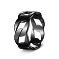 9mm zwarte punk-stijl lasergesneden schakelketting ring voor heren van roestvrij staal - US 7 / Zwart