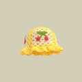 Close-up of handmade crochet bucket hat with hollow flower knit and cherry decorations - M (56-58cm) / Cherry Yellow
