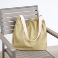 Sac cabas en toile kaki avec bandoulière contrastée et bouton pression en métal - Kaki