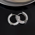 Classic silver iced out hoop earrings with micro paved cubic zirconia for men and women - White Gold Color-White Zirconia