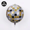 22 Zoll 4D Disco-Ballon mit silbernem, goldenem und schwarzem Laser-Schachbrettmuster - 22 Zoll / Schwarzgold