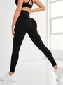 Zwarte naadloze yoga legging met hoge taille voor buikcontrole en push-up effect - S / Zwart