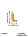 Detail showing dimensions of gold stainless steel bubble letter L pendant charm - Letter L Style (STAS-K263-47G-L) / Gold