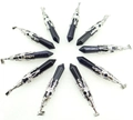 Set of 10 blue goldstone hexagonal crystal point pendants with vintage silver caps - Antique Silver Black Agate