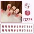 Pink gradient press-on nails D225 with 3D bows and heart patterns set - Pink Gradient Heart Bow (D225)