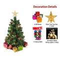 Mini 60cm Christmas tree set with gold star, colorful balls, gift boxes, and LED lights - 30cm Green Tree With Ornaments Warm White Battery LED