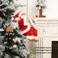 Babbo Natale elettrico che sale su una catena dorata da 100cm per decorazioni natalizie - Babbo Natale che si arrampica sulla catena di perle (musicale)