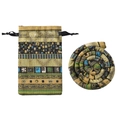Ethnic style wire hair tie set with geometric patterns in gold, green and blue - Hair Tie & Bag Set / Ethnic Green