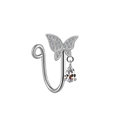 Elegant butterfly nose ring with silver metal finish and sparkling zircon drop pendant - Drip Butterfly Style (FNN3111824)