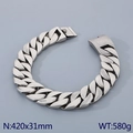 Chunky 31mm antique silver stainless steel cuban link chain necklace weighing 580g - Antique Silver Necklace (42cm)