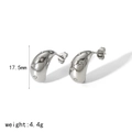Polished silver teardrop earrings with star-engraved zircons, size 17.5mm, weight 4.4g - Silver (TE6774-S)