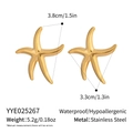 Detailed size specifications for gold starfish stud earrings made of stainless steel - Starfish Stud Earrings (YYE025267) / Gold