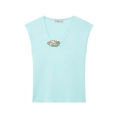 Top in maglia senza maniche verde menta con scollo a V e fibbia in metallo dorato - XS / Verde smeraldo