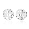 Minimalist silver stainless steel hollow globe stud earrings with world map design - World Map / Steel