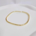 Square gold watch-style bangle with rounded edges and a single diamond accent - 367-1 Gold Open Square Bangle (367-1 Gold Open Square)