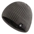 Thick knit beanie for men and women with fleece lining and dark grey ribbed texture - Dark Grey (with Snowflake Tag)