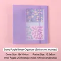 Album di adesivi viola stellato, raccoglitore 18x16,4cm per 100 foto o figurine - Fogli Mobili Rimovibili (25 Fogli) / Viola stellato