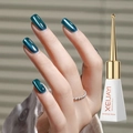 Deep forest green cat eye gel polish in elegant 10ml white bottle with golden cap - Light Strip Cat Eye Bichen