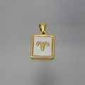 Aries zodiac necklace with gold-plated rectangular frame and white shell inlay pendant - Aries