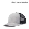 Grey and black mesh trucker hat with a slightly curved brim for outdoor sun protection - Adjustable / Grey + Black Mesh