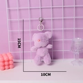 Purple plush teddy bear keychain with pink heart nose, 15cm size variant for bags - Purple / Silver Keychain