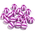 Spherical purple and white striped acrylic beads with large holes for DIY jewelry making - Purple