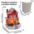 LED Christmas resin house with snow details, includes packaging and battery information - Medium Resin House Style E (DD2-27)