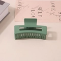 Matte green rectangular plastic hair claw clip with large teeth on a minimalist surface - Individual Packaging / Matte Green-8.5cm