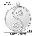 Polished silver stainless steel Yin Yang pendant with 1.9cm height and 1.6cm width - Tai Chi Yin Yang / Silver
