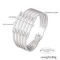 Hollow multi-row titanium steel cuff bracelet with sparkling Czech diamonds in silver finish - Z154-Hollow Multi-layer Stripes-Steel Color