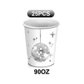 Lot de 25 gobelets en papier disco argenté avec étoiles pour décoration de fête - Gobelet En Papier Blanc Avec Motif Boule Disco / Type standard