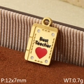 Gold book charm with Best Teacher engraving and red heart, sized 12x7mm stainless steel - Best Teacher Book Style (KLJ9522-ZLA)