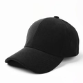Detailed close-up of the thick wool texture and stitching on a black baseball cap - Adjustable 54-60CM / Black