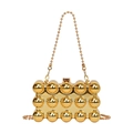 Gouden acryl clutch met 3D-bubbeltextuur en afneembare metalen ketting schouderriem - Slanke Kettingriem Stijl (Stijl 2 Goud) / Goud