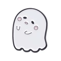 Cute white ghost enamel pin badge with pink blush details for Halloween accessory - Basic Cute Ghost Style (XZ8972)