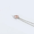 Elegant silver chain necklace with a delicate pink heart-shaped zircon pendant - Silver Chain / Pink