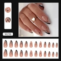 Uñas postizas de almendra negras estilo francés con líneas plateadas y estrellas - Estilo Cielo Estrellado Genial(W296) / Tipo de Pegamento